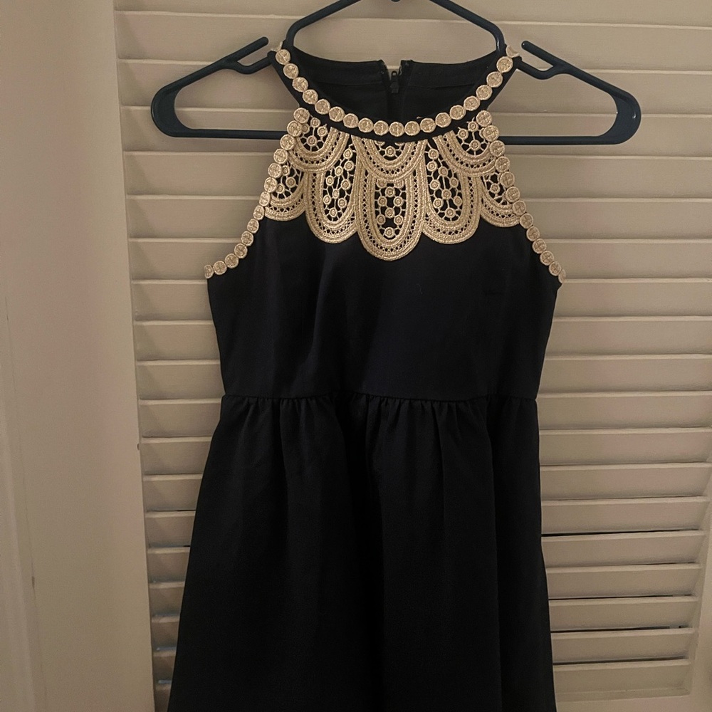 Lilly Pulitzer Navy and Cream Mini Pearl Shift Dress